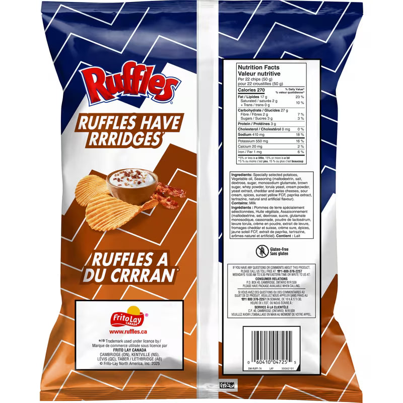 Ruffles Sour Cream and Bacon Potato Chips - 200G