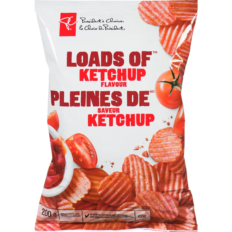 President's Choice Loads of Ketchup Rippled Potato Chips