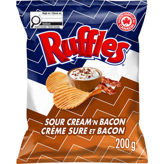 Ruffles Sour Cream and Bacon Potato Chips - 200G