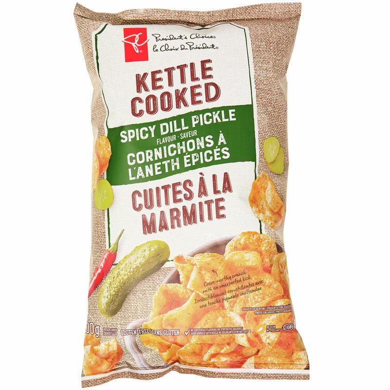 President's Choice Spicy Dill Pickle Potato Chips 200G