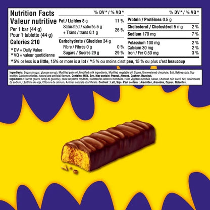 Cadbury Crunchie Chocolate Bar 48 Pack (48 x 44G)
