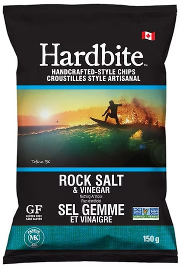 Hardbite Rock Salt & Vinegar Flavour Potato Chips (150g)