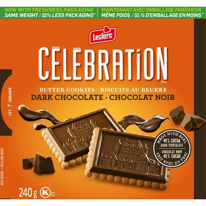Leclerc Celebration Dark Chocolate Butter Cookies 240G
