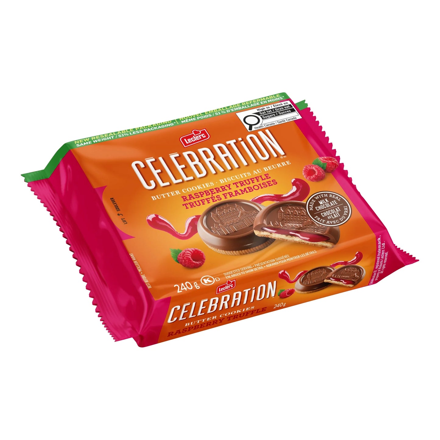 Leclerc Celebration Raspberry Milk Chocolate Cookies (240G)
