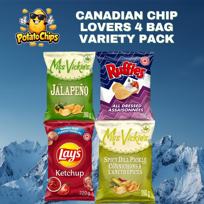 Canadian Chip Lovers 4 Bag Variety Pack (820g / 1.8lbs)