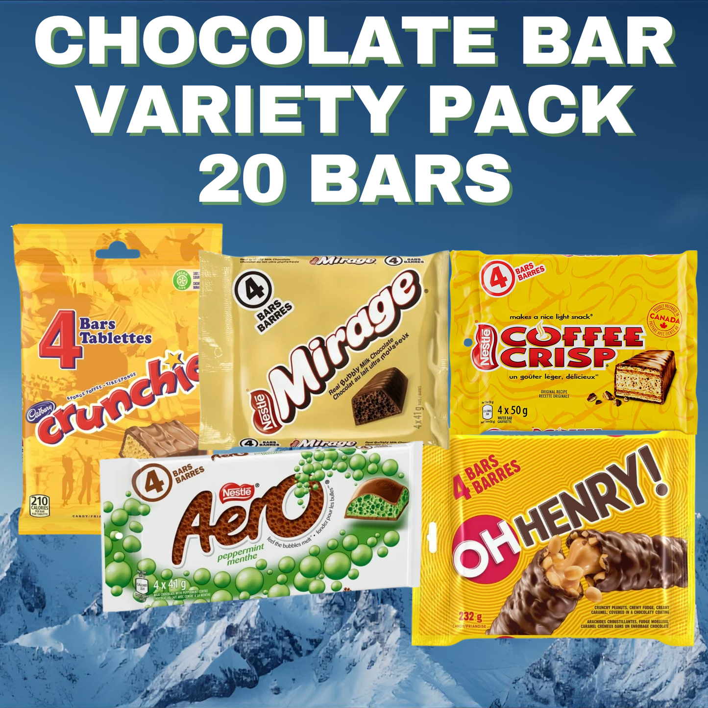 Chocolate Bar Variety Pack (20 Full Size Bars) (708g / 1.5lbs)