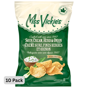 Miss Vickie's Sour Cream, Herb, & Onion Potato Chips 10 Pack (10 x 200G)