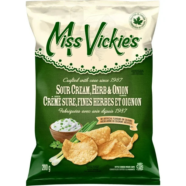 Miss Vickie's Sour Cream, Herb, & Onion Potato Chips 10 Pack (10 x 200G)