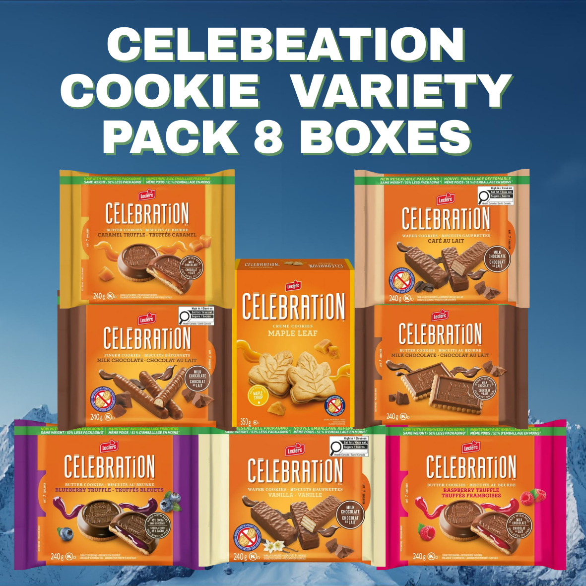 Celebration Cookie Variety Pack - 8 Full Size Boxes (2.2kg / 4.8lbs ...