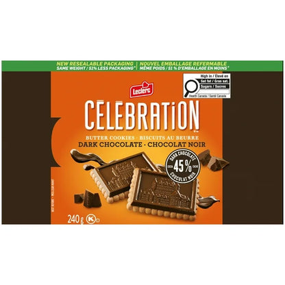 Leclerc Celebration Dark Chocolate Butter Cookies 240G