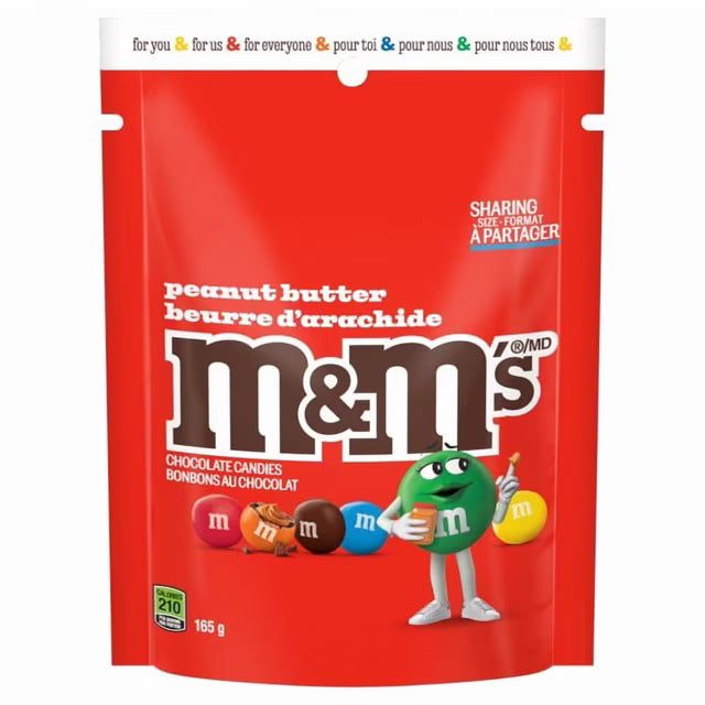 Peanut Butter Milk Chocolate M&M Candies Sharing Bag (165G)