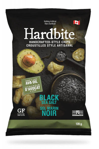 Hardbite Black Sea Salt Flavour Potato Chips (128g)